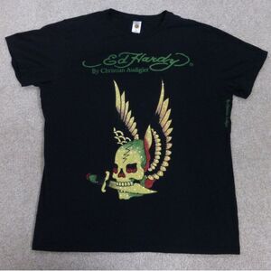Vintage Ed Hardy by Christian Audigier Rhinestone Battle Skull with Wings